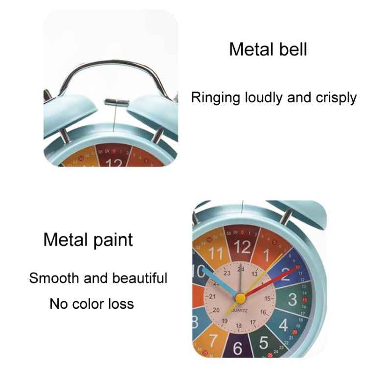 Early Learning Dual Ring Round Alarm Clock Student Bedside Metal Alarm Bell