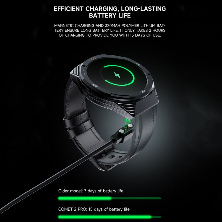 LOKMAT COMET2 PRO 1.46-Inch 5ATM Waterproof Bluetooth Call Smart Watch, Black Leather, Brown Leather, Black Stainless Steel - Shello's Creative Boutique
