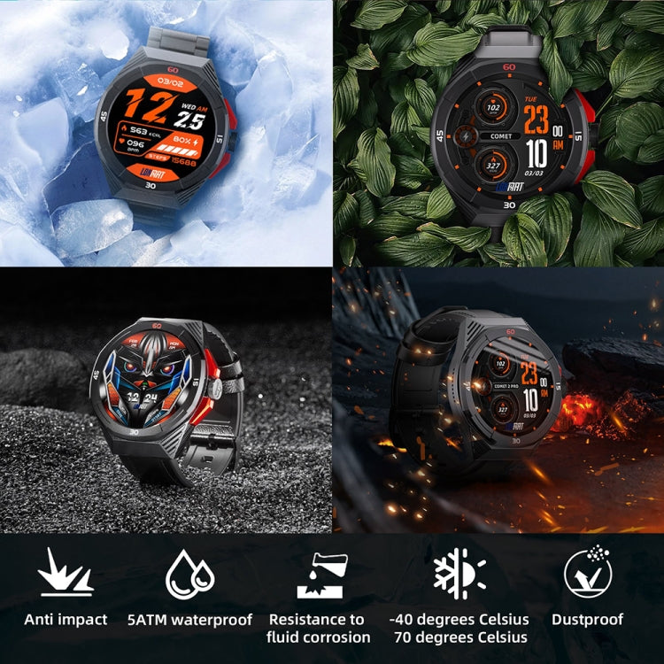 LOKMAT COMET2 PRO 1.46-Inch 5ATM Waterproof Bluetooth Call Smart Watch, Black Leather, Brown Leather, Black Stainless Steel - Shello's Creative Boutique