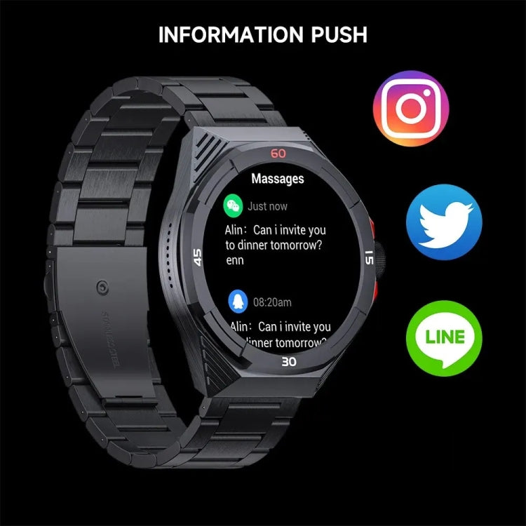 LOKMAT COMET2 PRO 1.46-Inch 5ATM Waterproof Bluetooth Call Smart Watch, Black Leather, Brown Leather, Black Stainless Steel - Shello's Creative Boutique