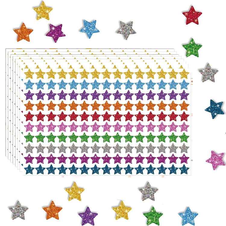 1500pcs / Pack Colorful Glitter Five-pointed Star Stickers Stationery Stickers