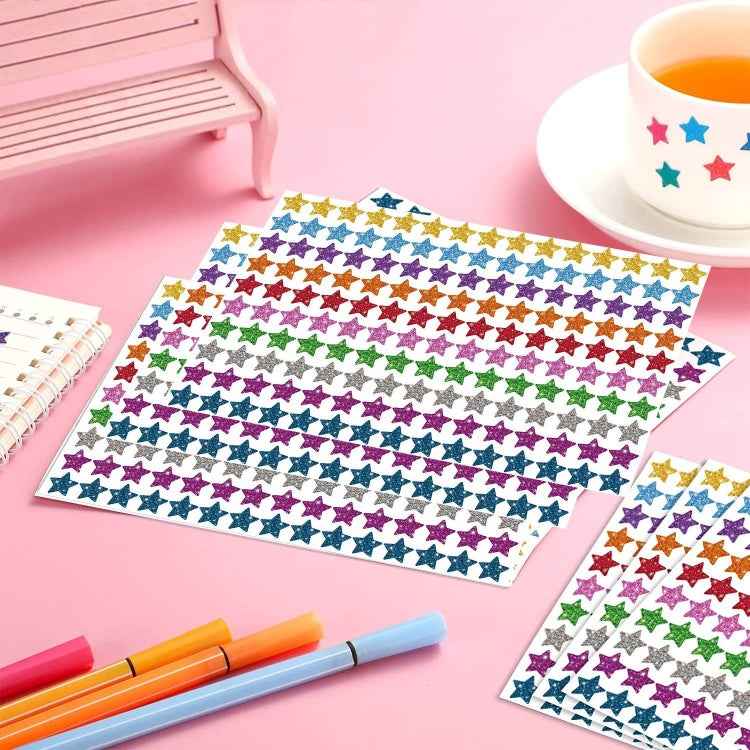 1500pcs / Pack Colorful Glitter Five-pointed Star Stickers Stationery Stickers