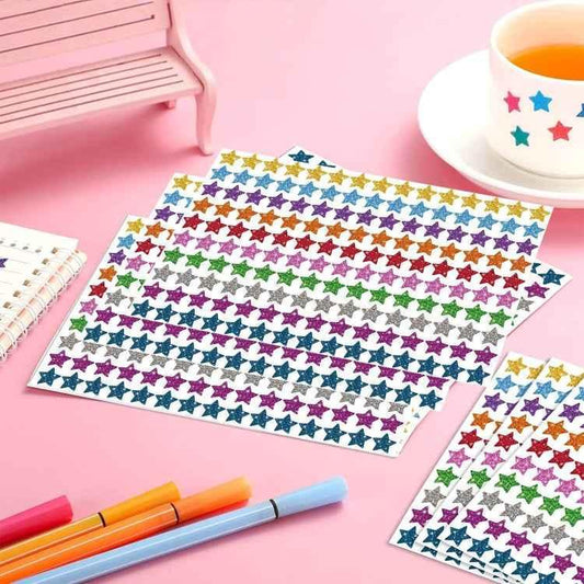1500pcs / Pack Colorful Glitter Five-pointed Star Stickers Stationery Stickers - Shello's Creative Boutique