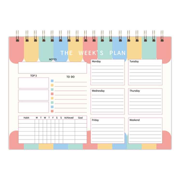 A5 Weekly Planner Notebook Waterproof Planner Coiled Clocking Memo