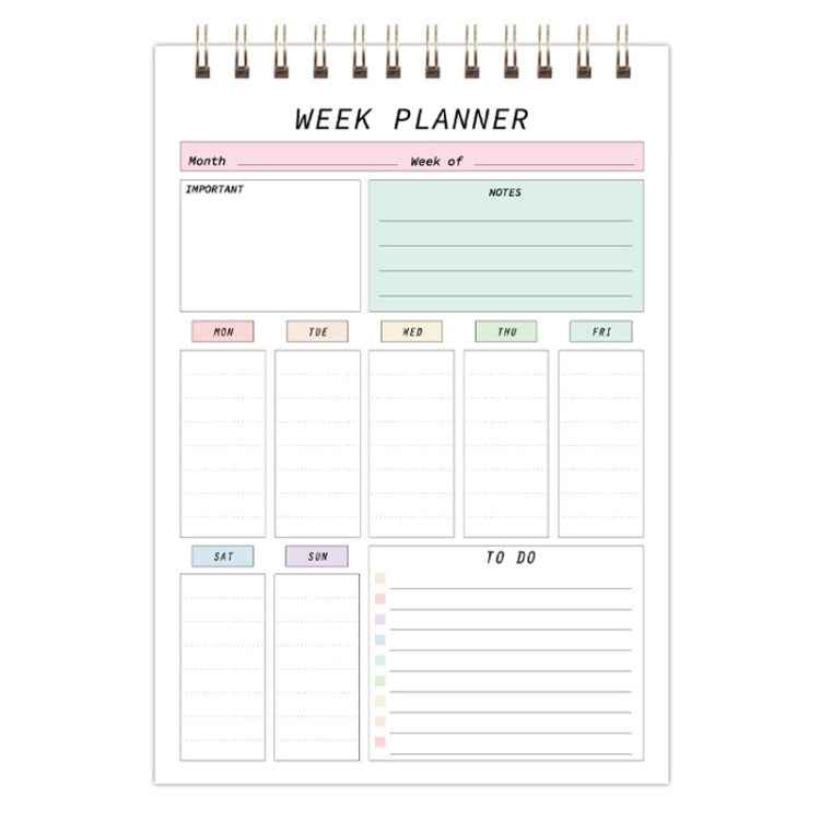 A5 Weekly Planner Notebook Waterproof Planner Coiled Clocking Memo