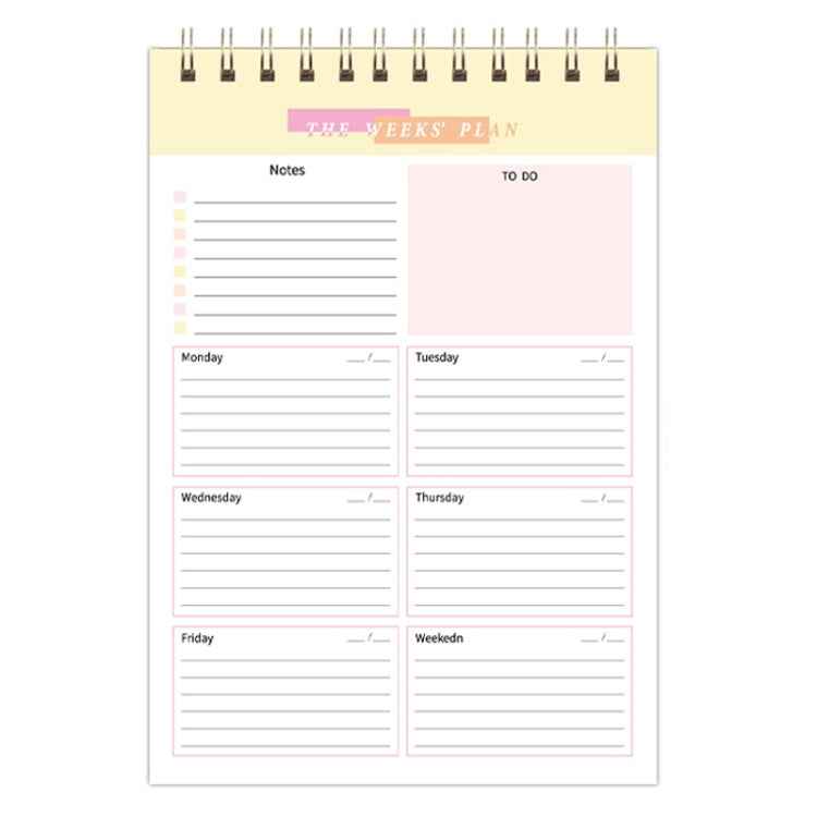 A5 Weekly Planner Notebook Waterproof Planner Coiled Clocking Memo