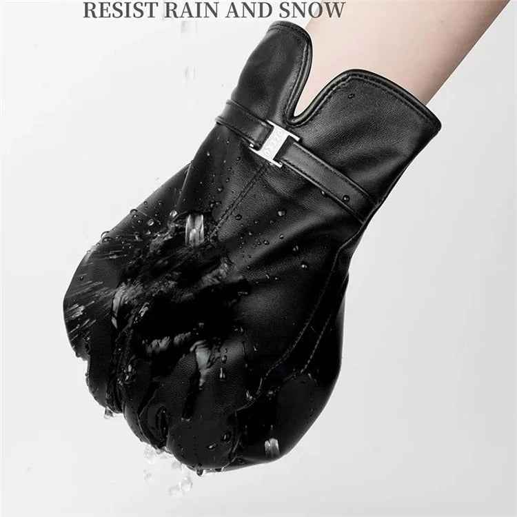 Women Sheepskin Wool Fleece Lined Windproof Warm Gloves Touchscreen Thick Snow Driving Gloves
