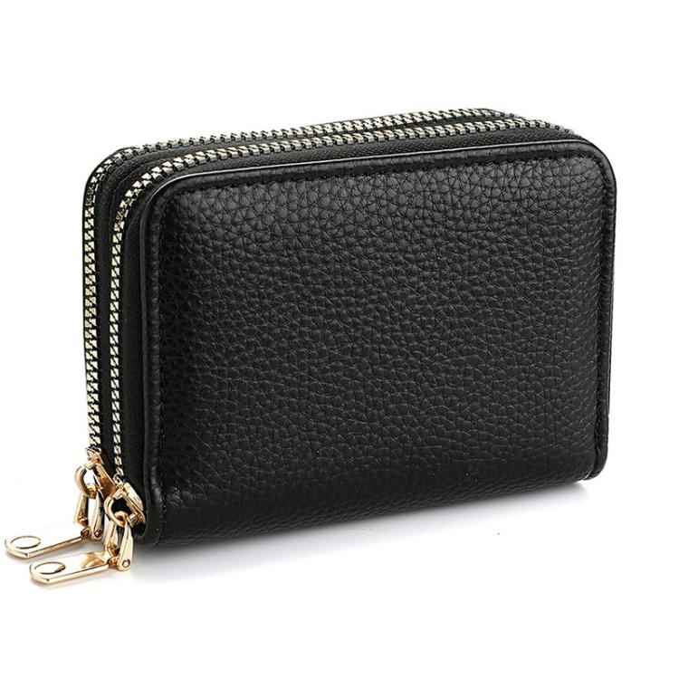 Multi-Function Organ Card Bag Double Zipper Women Wallet Large Capacity PU Card Holder