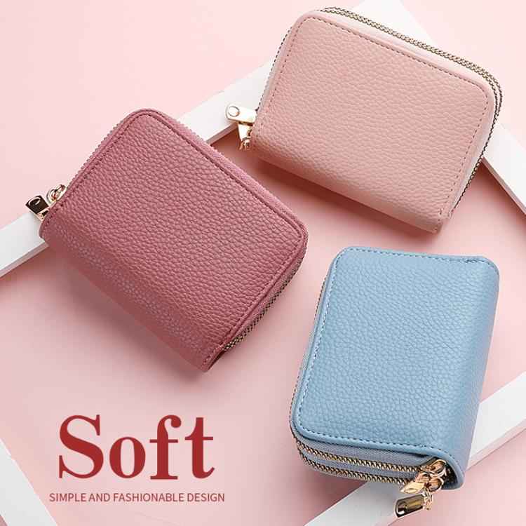 Multi-Function Organ Card Bag Double Zipper Women Wallet Large Capacity PU Card Holder