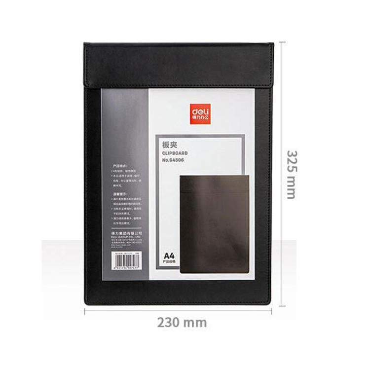 Deli 64506 A4 PU Magnetic Clipboard Writing Board File Folder for Office, Hotel, Meetings, Signing Documents
