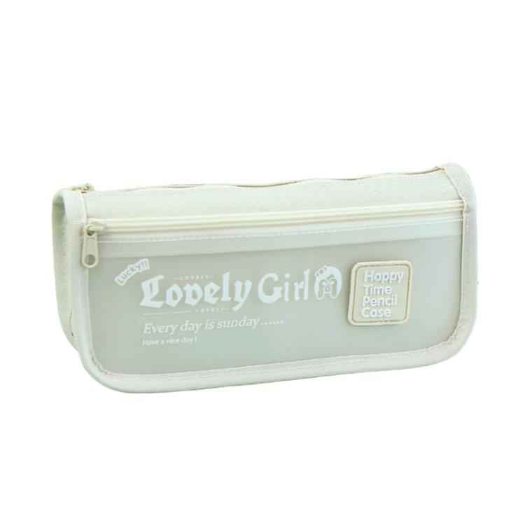 Cute Large Capacity Pencil Case with Transparent Front Pocket School Supplies Organizer