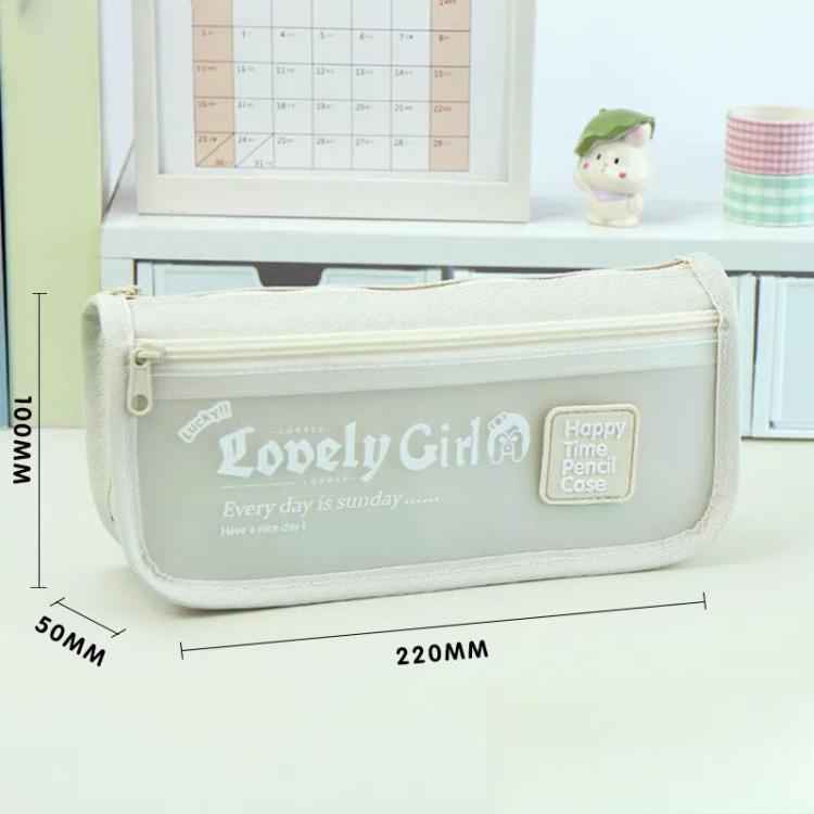 Cute Large Capacity Pencil Case with Transparent Front Pocket School Supplies Organizer