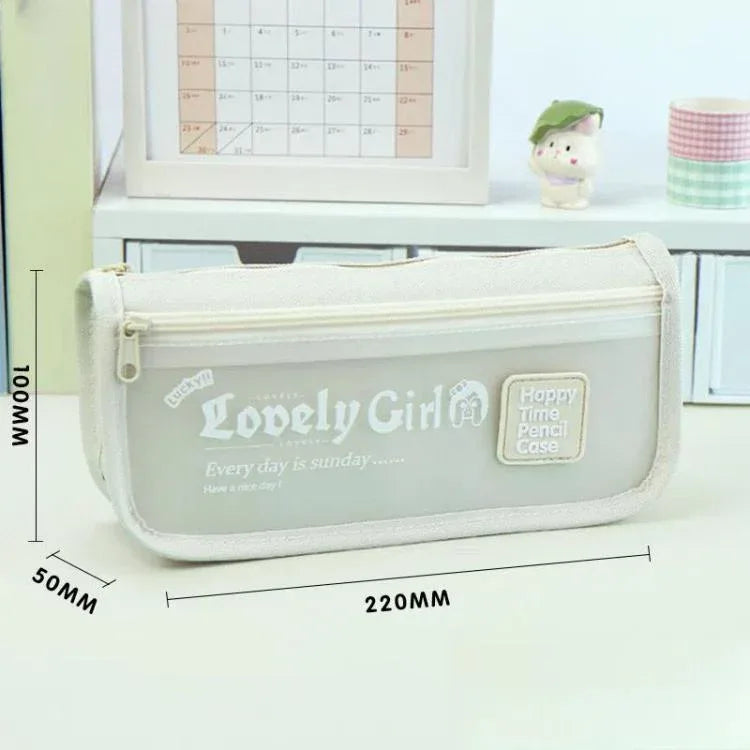 Cute Large Capacity Pencil Case with Transparent Front Pocket School Supplies Organizer - Shello's Creative Boutique