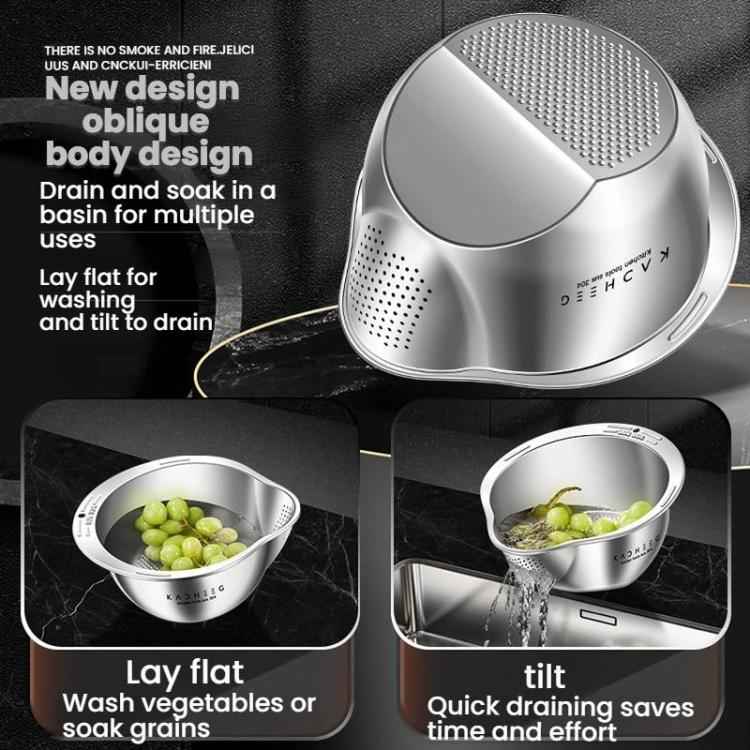 Kacheeg 304 Stainless Steel Multi-Purpose Colander, Vegetable & Rice Strainer, Washing Basket