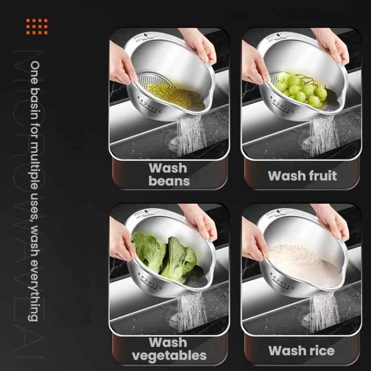 Kacheeg 304 Stainless Steel Multi-Purpose Colander, Vegetable & Rice Strainer, Washing Basket