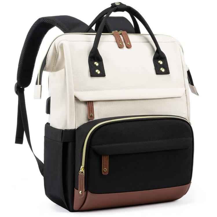 Women Business Laptop Backpack with USB Charging Port & Luggage Strap - Fits 15.6 Inch Laptop for Work, College, Office, and Commuting