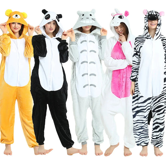 Totoro Panda Cartoon Onesies Kids Children Animal Pajamas Jumpsuits Women Men Sleepwear Onepiece Anime Cosplay Costumes eprolo