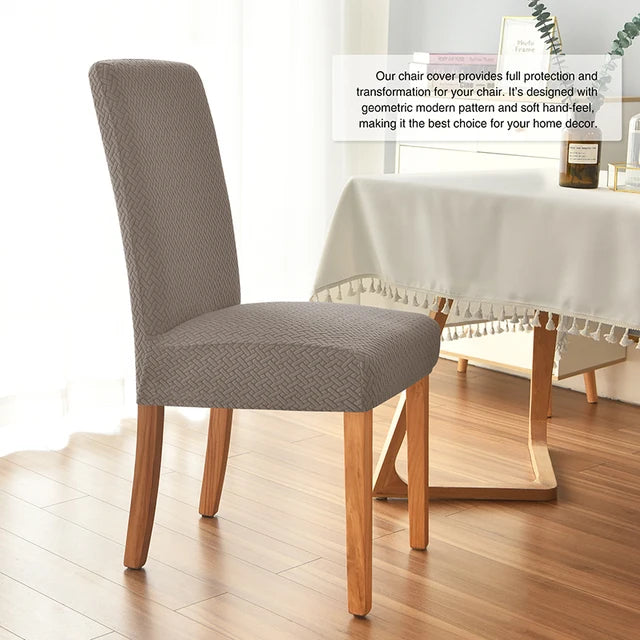 Twill Jacquard Dining Chair Cover, Elastic Seat Slipcover Soft Seat Covers, Dustproof, Suitable for Living Room, Home Decor eprolo