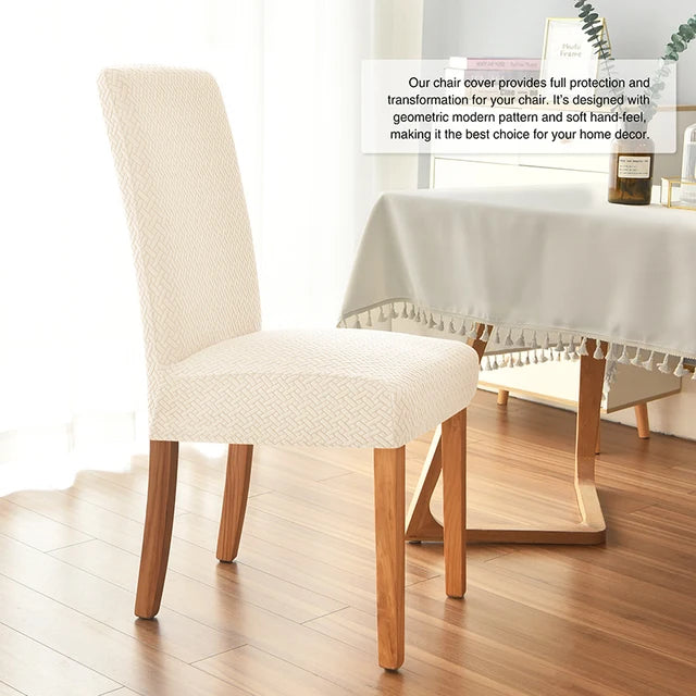 Twill Jacquard Dining Chair Cover, Elastic Seat Slipcover Soft Seat Covers, Dustproof, Suitable for Living Room, Home Decor eprolo