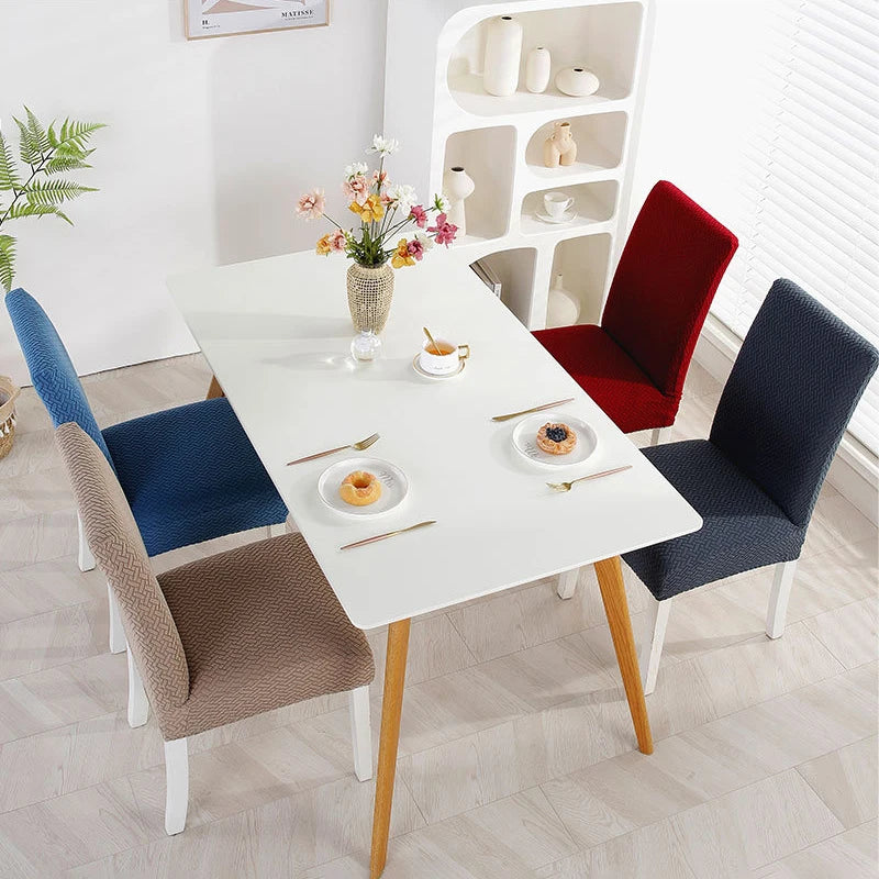 Twill Jacquard Dining Chair Cover, Elastic Seat Slipcover Soft Seat Covers, Dustproof, Suitable for Living Room, Home Decor eprolo