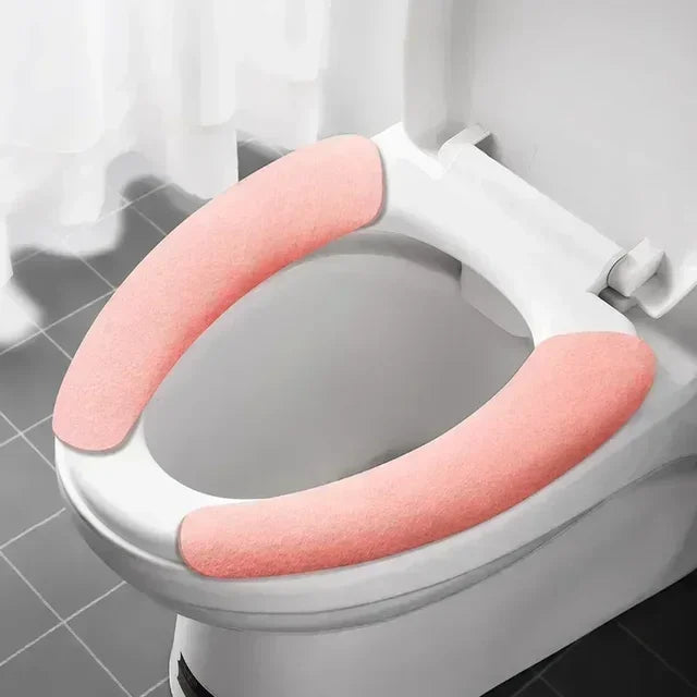 Universal Toilet Seat Cover Soft Closestool Paste Solid Color Toilet Sticky Seat Pad Washable Bathroom Warmer Seat Lid Cover Pad eprolo