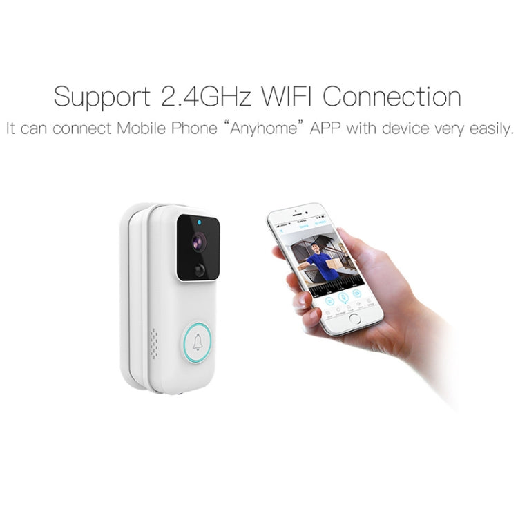 Anytek B60 720P Smart WiFi Video Visual Doorbell, Support APP Remote & PIR Detection & TF Card SUNSKY