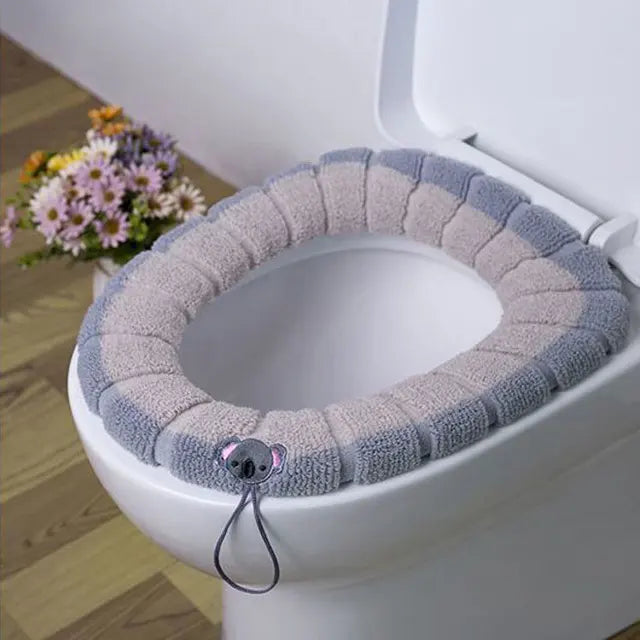 Winter Warm Toilet Seat Cover Mat Bathroom Toilet Pad Cushion with Handle Thicker Soft Washable Closestool Warmer Accessories eprolo