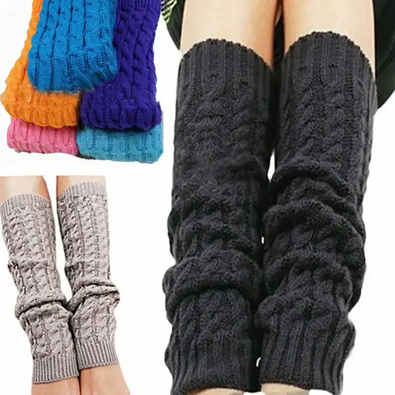 Womens Fashion Winter Cable Knit Crochet Knitted Leg Warmers Legging Knee High Socks eprolo
