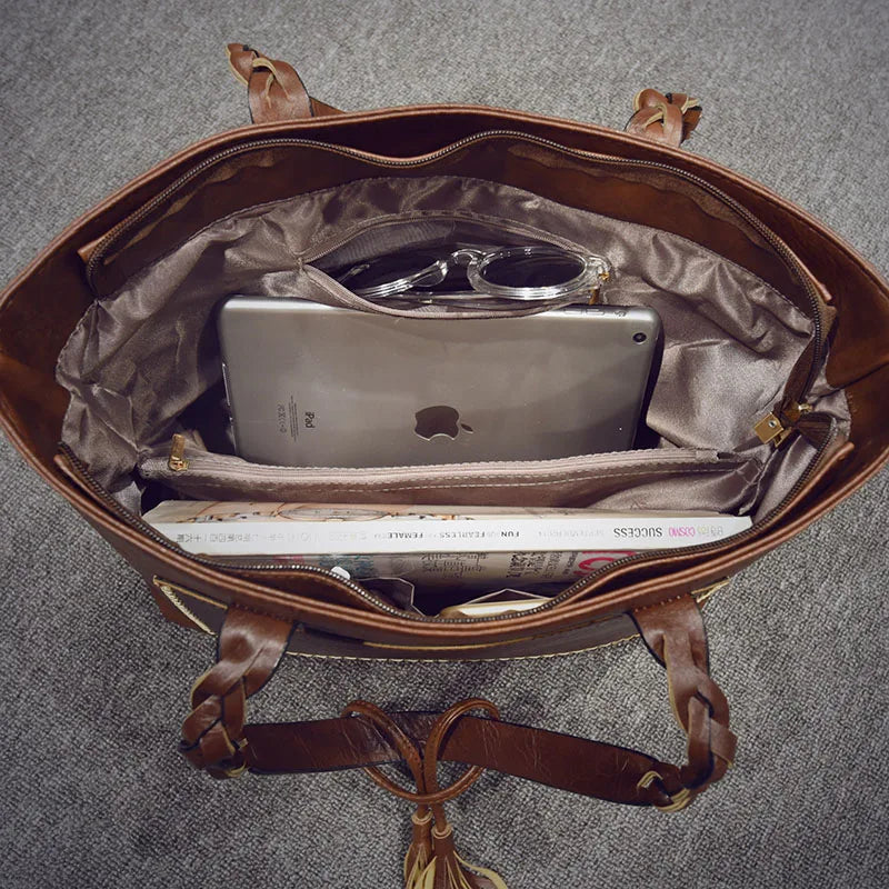 Women Messenger Bags With Tassel Large Capacity Women Bags Shoulder Tote Bags Famous Designers PU Leather Handbags