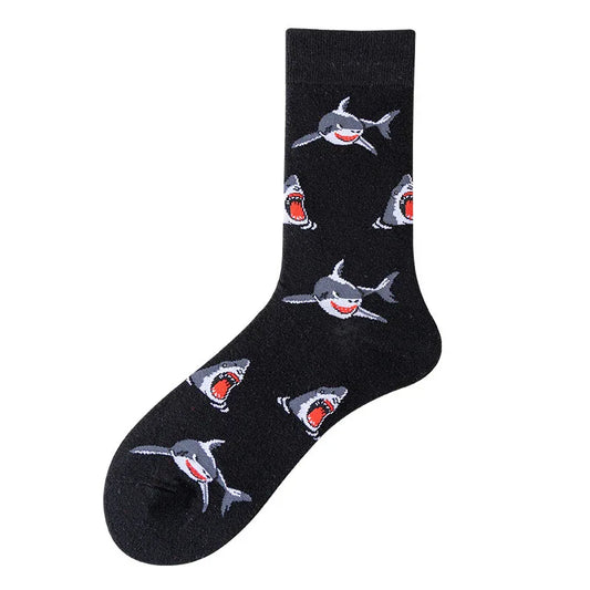 Men's shark cartoon funny pattern stockings - Shello's Creative Boutique