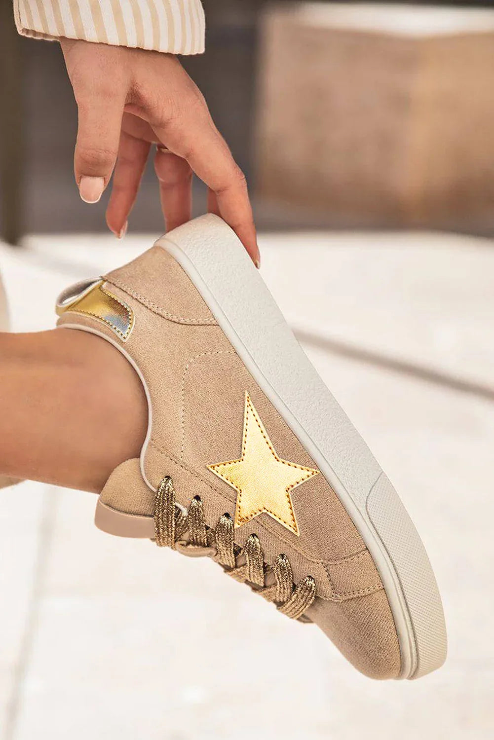 Silver Sequin Star Patch Lace Up Shoes - Shello's Creative Boutique