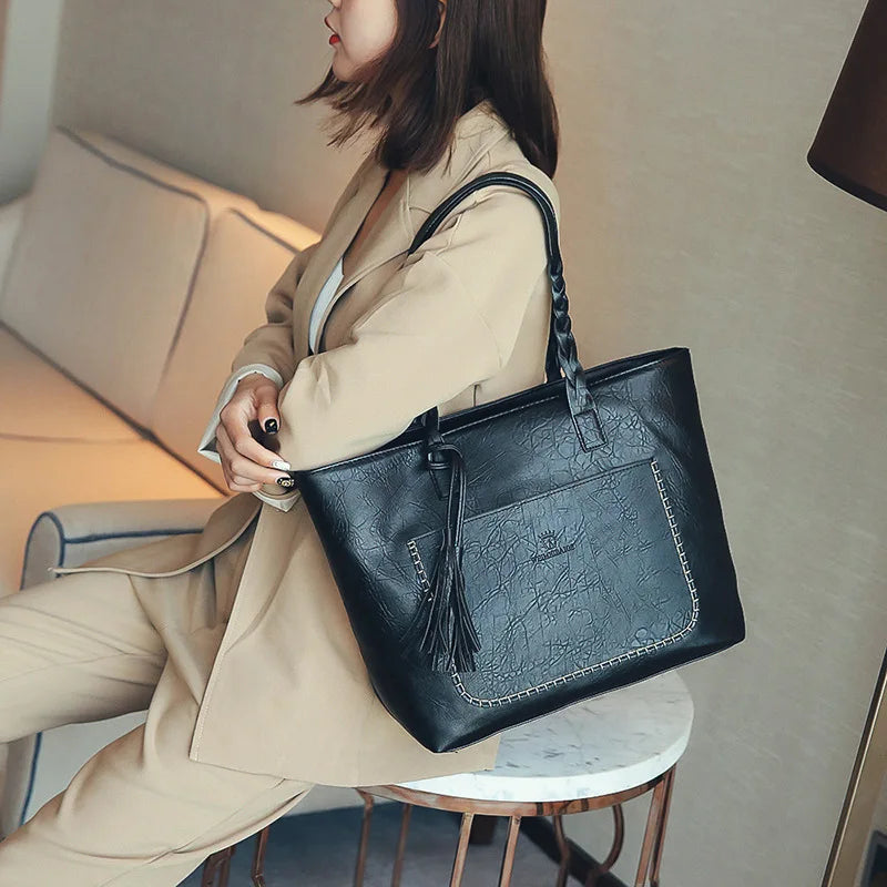 Women Messenger Bags With Tassel Large Capacity Women Bags Shoulder Tote Bags Famous Designers PU Leather Handbags