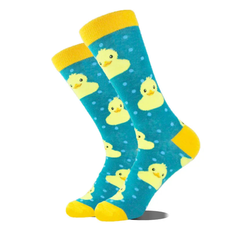 Cute Animal Print Mid-Calf Socks in Stylish Color Block Design - Shello's Creative Boutique
