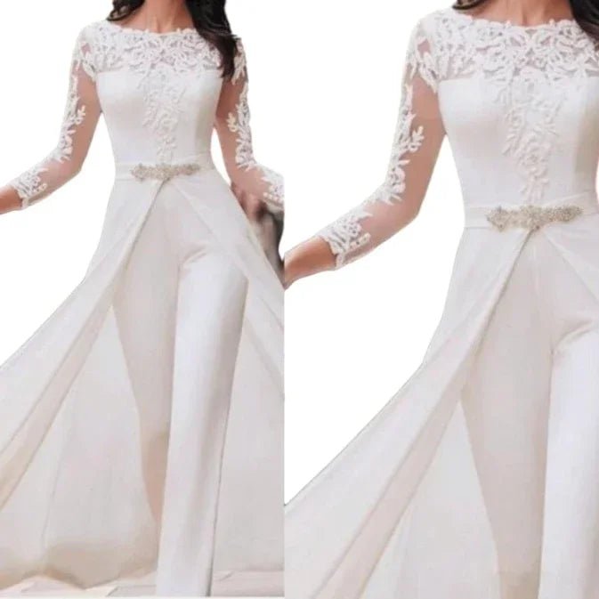 Elegant White Jumpsuit Women Overalls Long One Piece Strapless Slash Neck Feather Y2k Sexy Wedding Party Night Evening Rompers - Shello's Creative Boutique