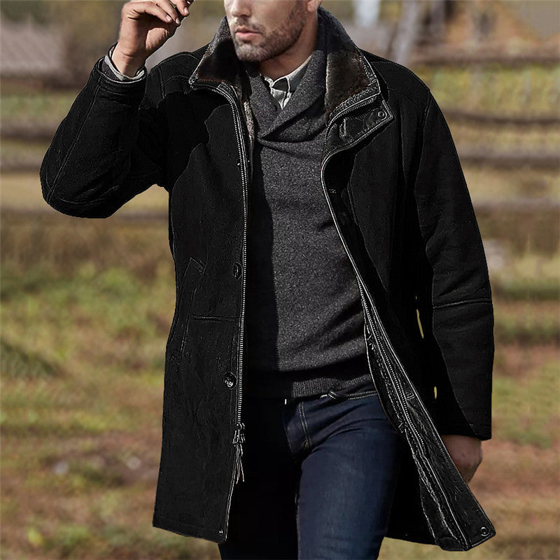 Men's mid-length loose zipper woolen coat Shello's Creative Boutique