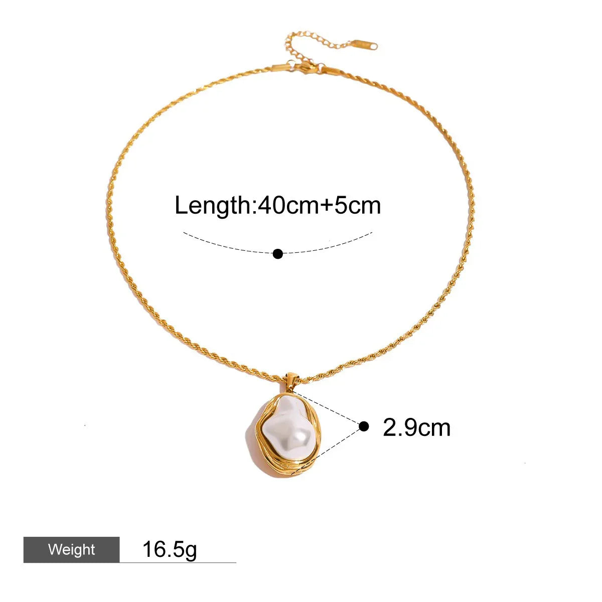 18K gold geometric inlaid irregular pearl design high-end earrings necklace ring set - Shello's Creative Boutique
