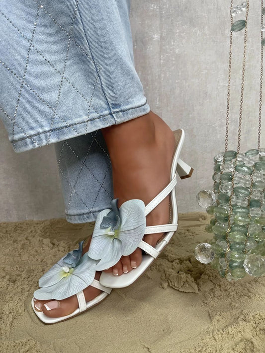 Floral Strap High Heels Moda