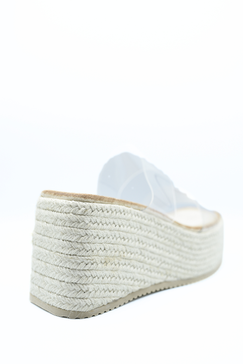 Transparent Double Strap Platform Wedge Heels Moda