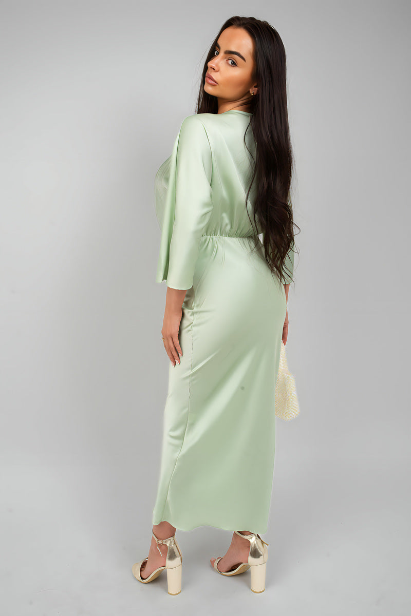 V-Neck Twist Front Midi Dress Moda