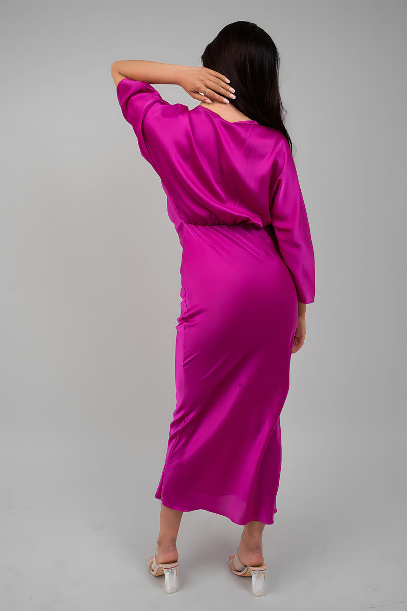 V-Neck Twist Front Midi Dress Moda