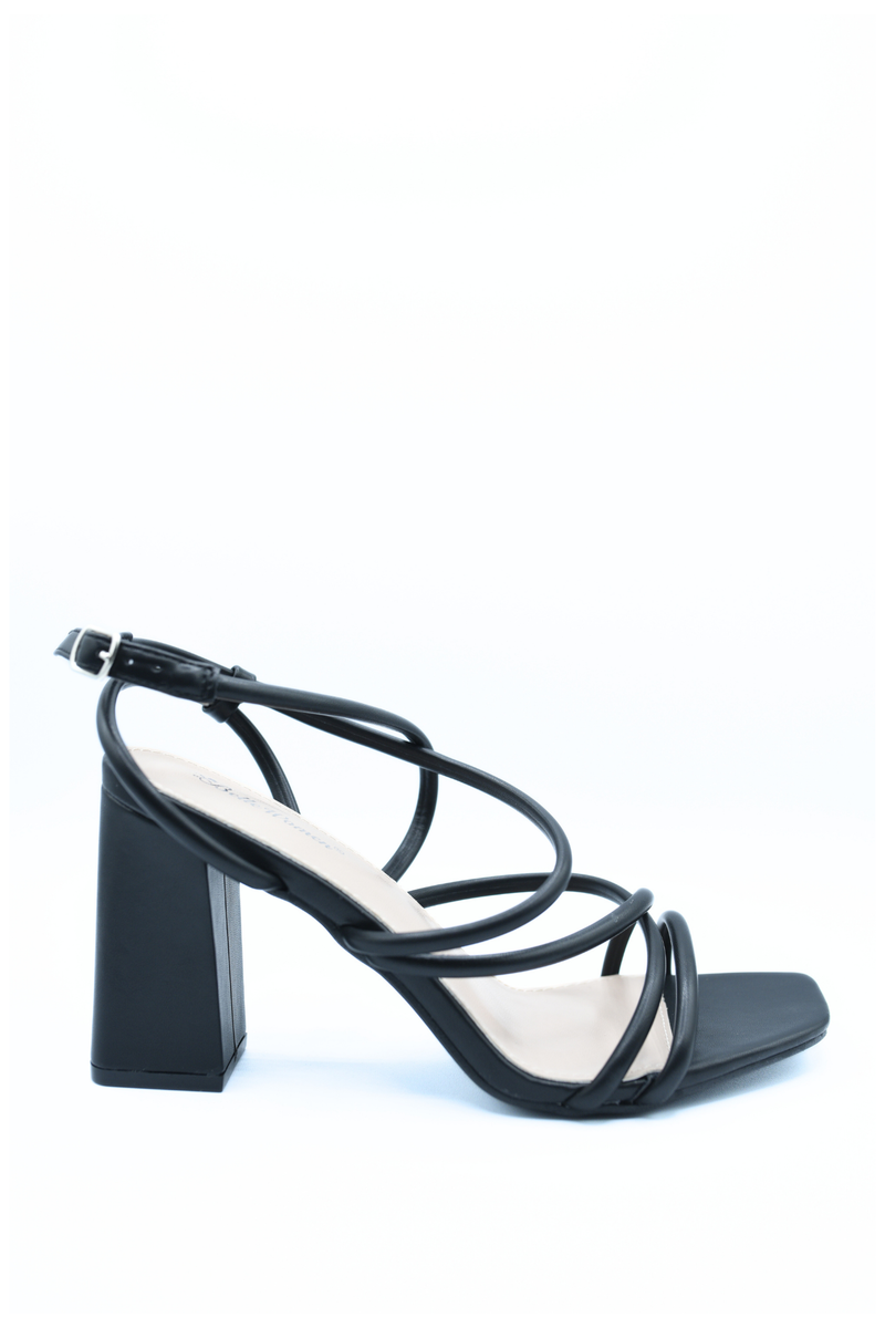 Strappy Buckle Block High Heels Moda