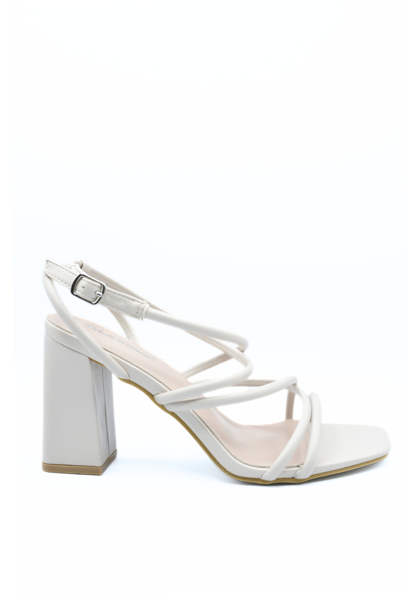 Strappy Buckle Block High Heels Moda