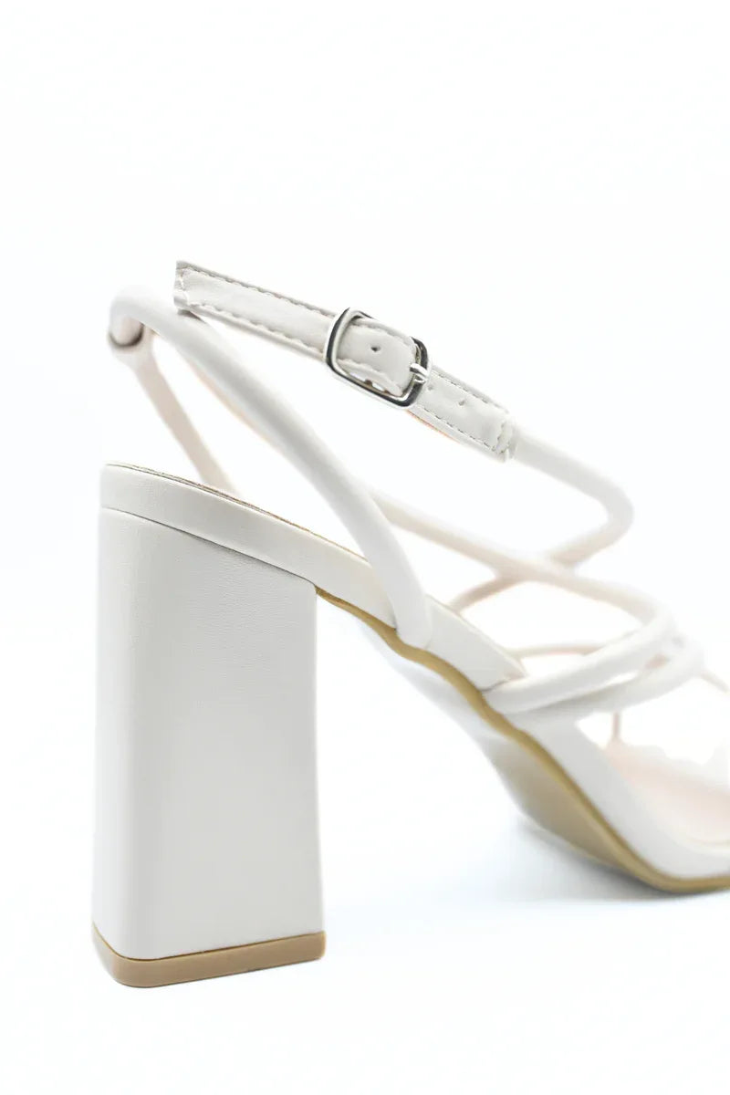 Strappy Buckle Block High Heels - Shello's Creative Boutique