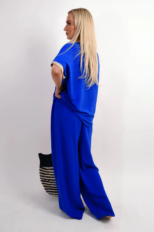 Drawstring Shiny Waist Wide Leg Trousers - Statement Style - Shello's Creative Boutique