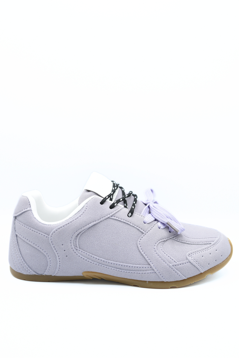 Double Contrast Lace Up Flat Trainers Moda