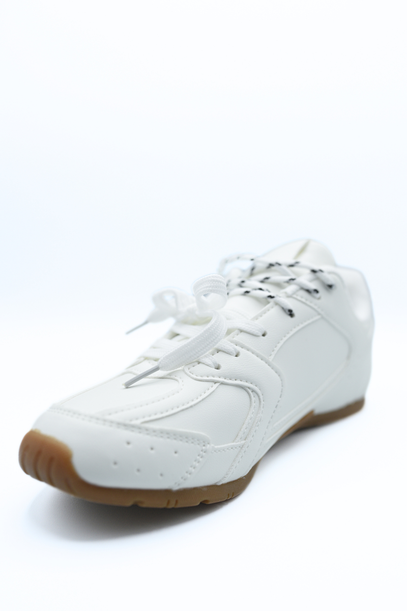 Double Contrast Lace Up Flat Trainers Moda