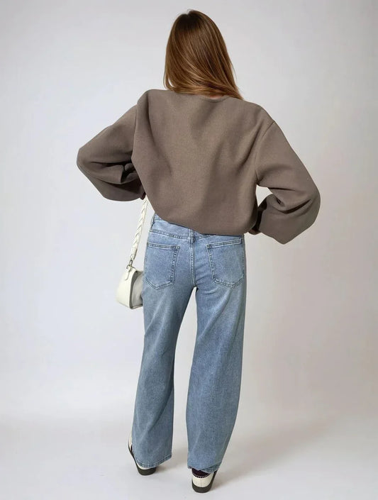 Asymmetric Waist Wide Leg Jeans - Shello's Creative Boutique