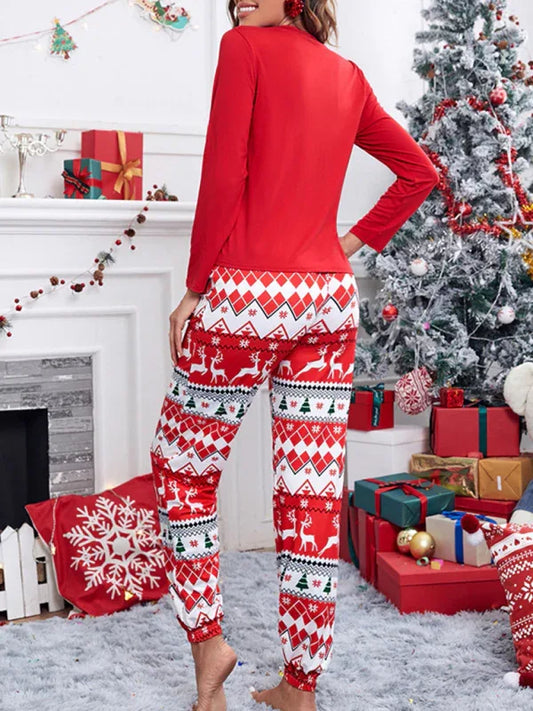 Women's Christmas Reindeer Print Pajama Set - Shello's Creative Boutique