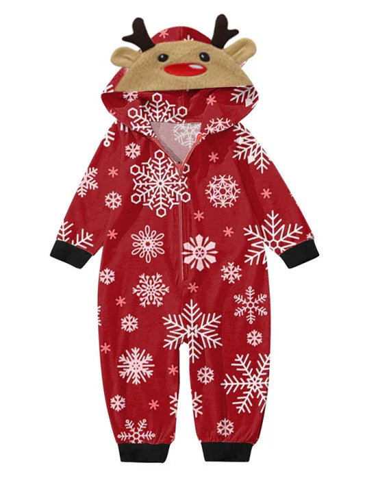 Family Christmas Snowflake Reindeer Hooded Onesie - Shello's Creative Boutique