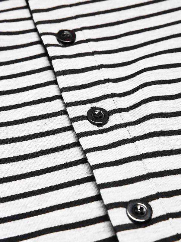 Men's Slim Striped Print Crew Neck Button Long Sleeve Trousers One Piece Pajama Shello's Creative Boutique